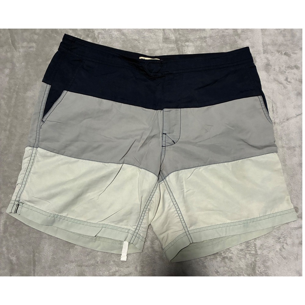 J.Crew Mens Colorblock Board Shorts Navy Grey Sage Swim Trunks Size 31